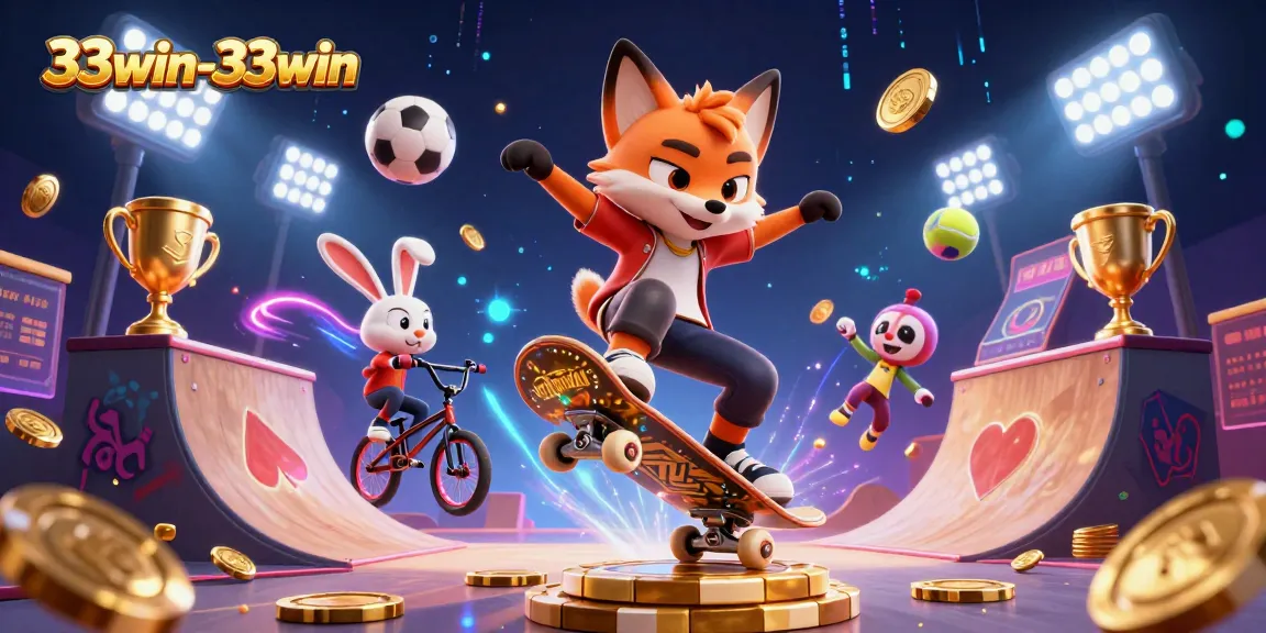 Experience the thrill of gaming with 33win-33win, showcasing a vibrant casino scene with dynamic characters.