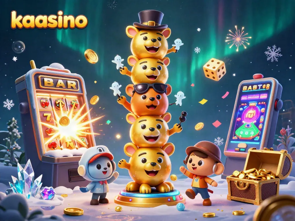 Kaasino's vibrant online gaming scene showcases a captivating 3D illustration with dynamic casino excitement.