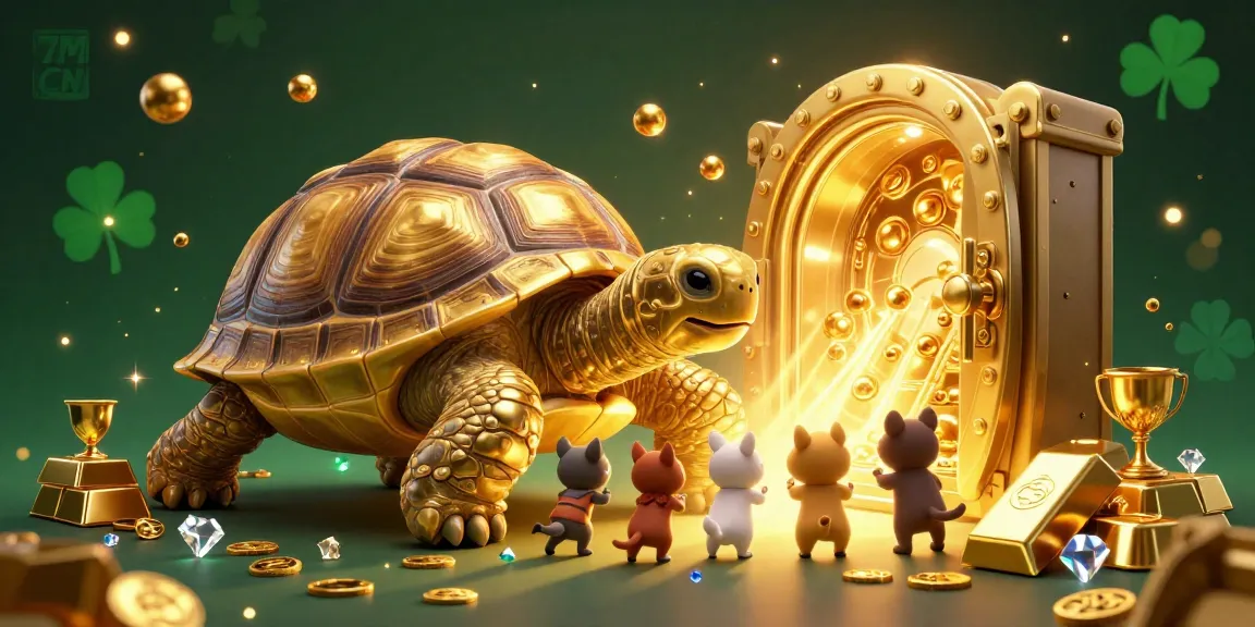 Engage with 7M CN's dynamic live betting atmosphere featuring a colossal tortoise pinball machine amidst treasure and excitement.