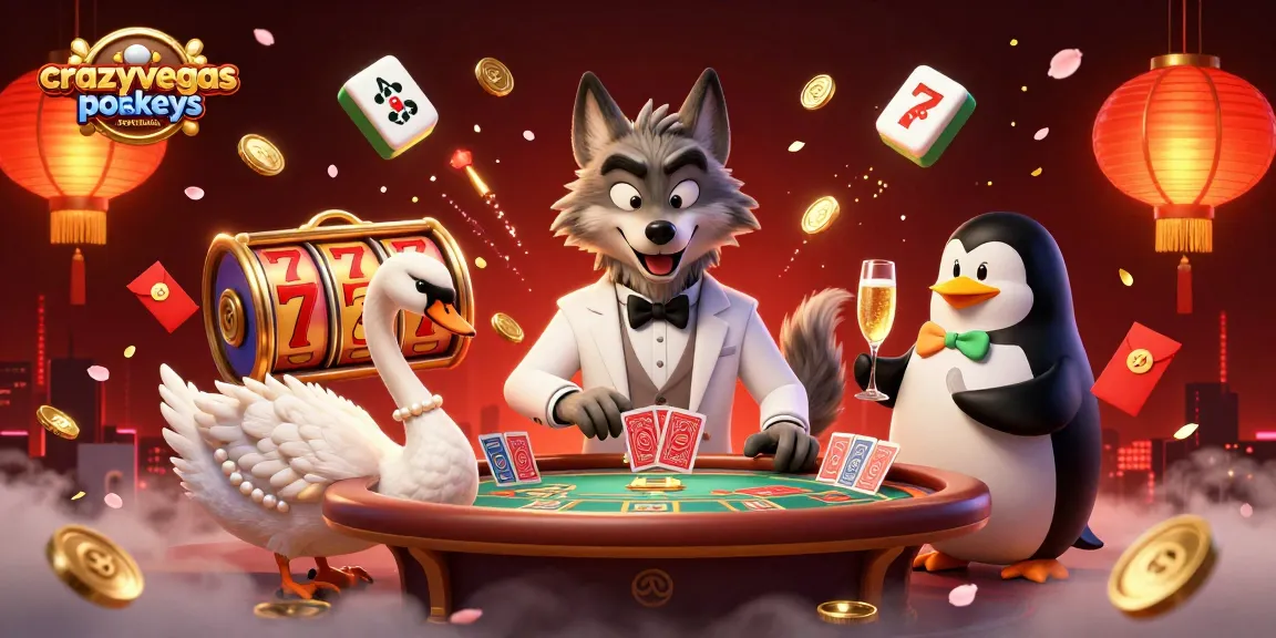 Experience the thrill of crazyvegas real online pokies Australia amidst vibrant casino elements and cartoon characters.